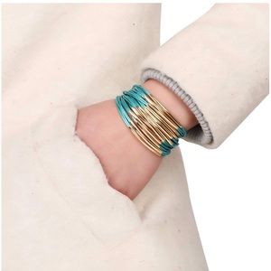 Turquoise & Gold Magnetic Clasp Bangle Bracelet
